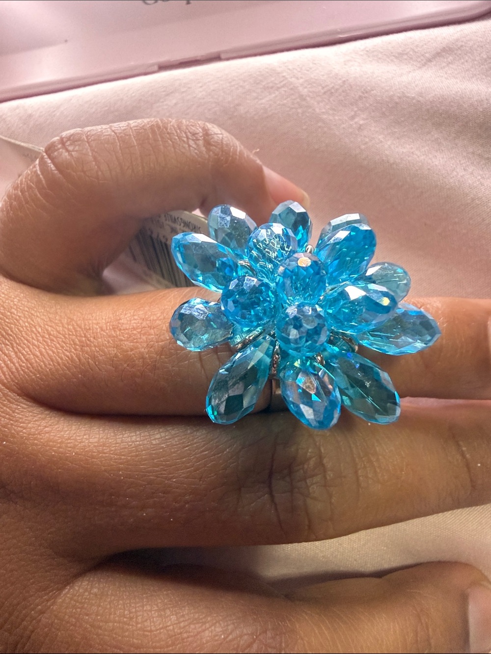 Impressions Turquoise Blue Crystal Flower Statement Ring